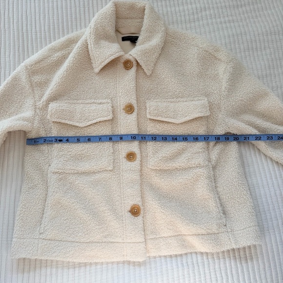 Banana Republic Cropped Cream Teddy Sherpa Jacket Women's Petite Medium - Picture 8 of 9